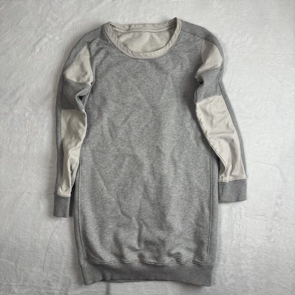 Diesel Grey Sweater Dress Long Sleeve Lambskin Leather Women's Small Stain